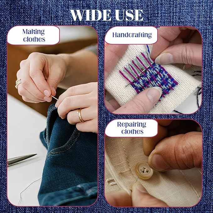 34PCS Sewing Tool Set, 2026 New Big Eye Steel Sewing Needles Kit, Stainless Steel Needles for Hand Sewing Kit, Portable DIY Hand Made Craft Set for Handcraft Lovers (34 Pcs)
