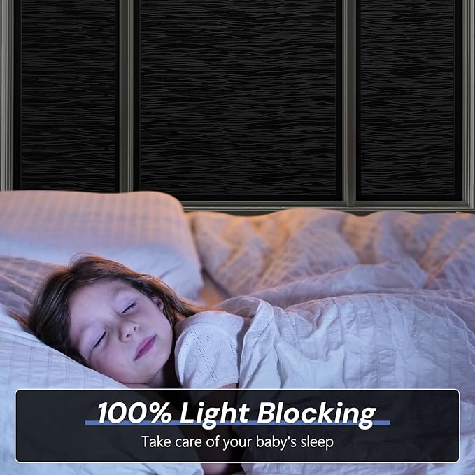 Haton Blackout Window Film, Black Out Sun Blocking Window Cover, Static Cling Frosted Privacy for Glass, Heat Control Darkening Room Coverings Shades Tint for Home Day Sleep, 17.5" x 78.7"