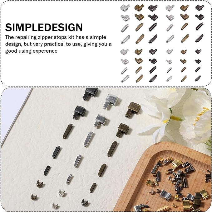 48pcs Zipper Head Slider, Zipper Latch Slider Retainer, 4 Sizes 3 Color Zippers Bottom Sliders Retainer Insertion Pin with 3pcs Zippers Latch for DIY Sewing Replacement Repair Kit