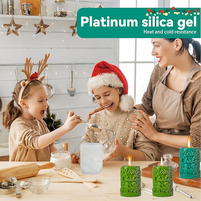 Christmas Candle Silicone Molds, 3D Candle Molds for Candle Making, Silicone Epoxy Resin Mold, Ornament Mould for DIY Wax Scented Candle Soaps Art Craft Cake Chocolate Home Decor（849）
