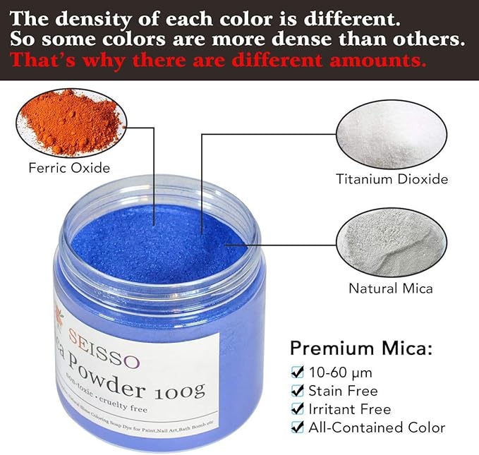 Blue Mica Powder for Epoxy Resin 3.5 oz /100g Powdered Pigment for Soap Colorant Bath Bomb Dye, Cosmetic Grade for Lip Gloss, Acrylic Nails Polish, Craft Projects