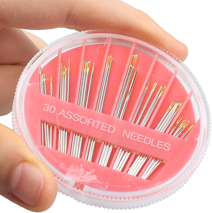 Eketirry 120pcs Premium Hand Sewing Needles，4 Pack 30-Count Assorted Needles for Sewing Repair, 6 Different Sizes Sewing Needles with 2 Threaders (Pink& Black,2)