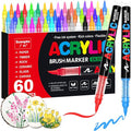 Guangna Acrylic Paint Markers,60 Colors with Direct-Liquid Ink Control System, Professional-Grade Paint Pen for Rock Painting, Canvas, Glass, Plastic, Fabric & Creative Crafts
