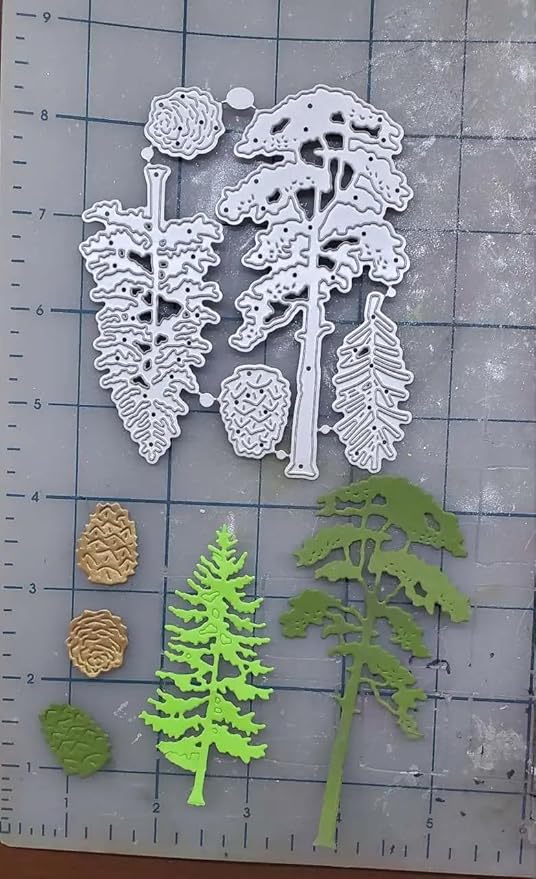 Lapoo Flowers Metal Cutting Die for Scrapbooking - Durable, Cut Stencils for DIY Scrapbook Photo Album Decorative Paper Card, Card Making Supplies, Embossing (A Set of Pine Trees 3.6 x 4.1 in)