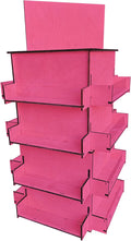 TORCHED DISPLAYS 4-Sided Rotating Display Stand - Craft Shows, Trade Shows, Markets - Small & Medium-Sized Items like Stickers, Postcards, Coasters, Note Pads, Napkins, Easy to Assemble (Pink)