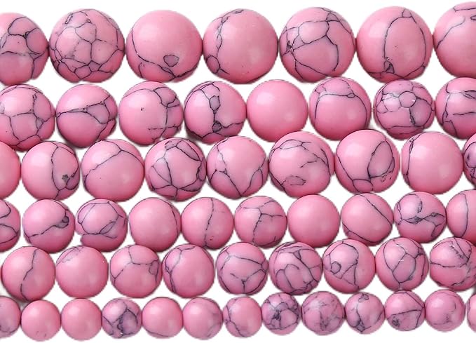32pcs 12mm Pink Turquoise Beads Natural Stone Round Loose Spacer Beads for Jewelry Making DIY Bracelet Necklace 1 Strand 15inch