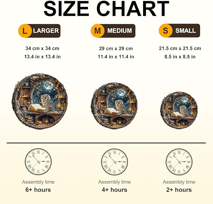 WOODBESTS Wooden Puzzles for Adults - Moonlit Owl Wooden Jigsaw Puzzle, Unique Animal Wood Puzzles Adult, Xmas Puzzle Gifts for Puzzles Lovers(270Pcs, L, 13.4"x13.4")