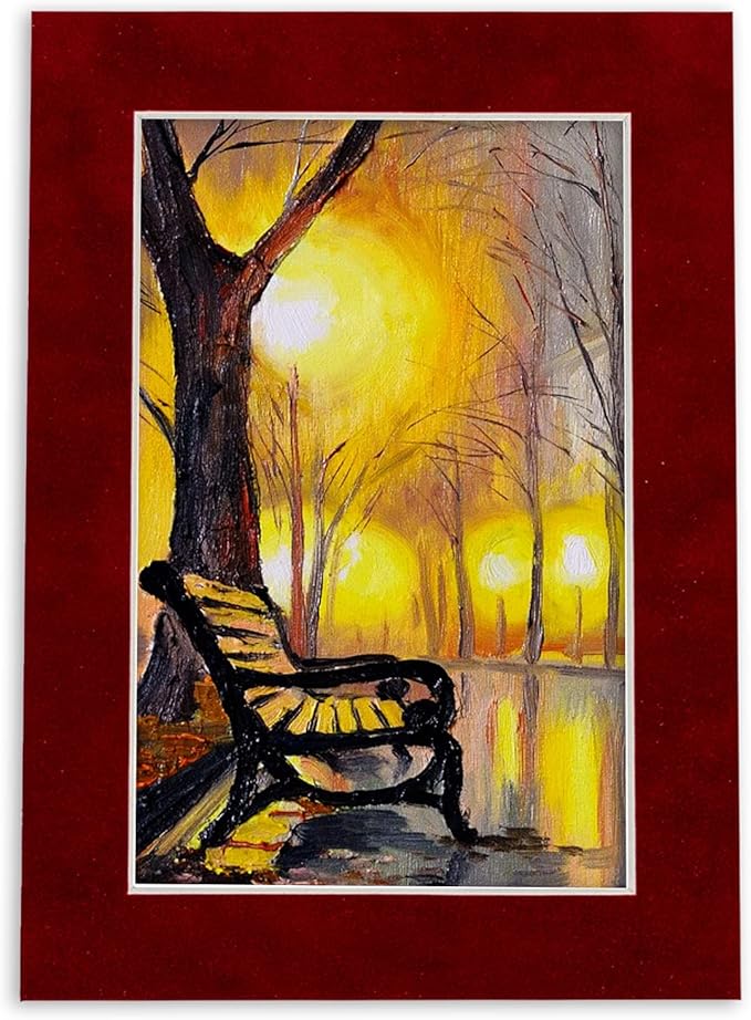 Pack of 25 Acid Free 11x14 Mats Bevel Cut for 8.5x11 Photos - Bright Red Suede Precut Matboards For Pictures, Photos, Framing - 4-ply Thickness
