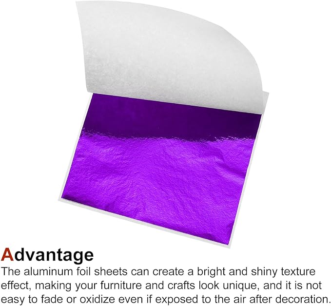 MECCANIXITY Gold Leaf Foil Sheet, Purple Leaf Papers, 3.3 Inch x 3.1 Inch for Art Decoration, Sculptures, Painting, Pack of 150 Pcs
