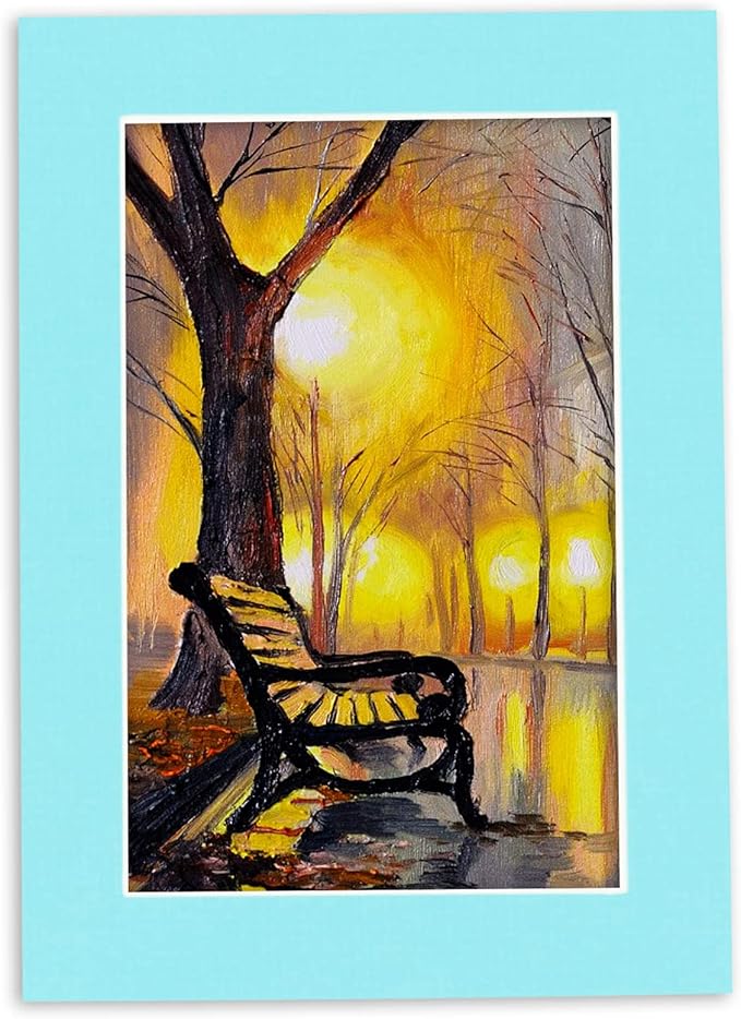 Pack of 25 Acid Free 11x14 Mats Bevel Cut for 8.5x11 Photos - Aquamarine Blue Precut Matboards For Pictures, Photos, Framing - 4-ply Thickness