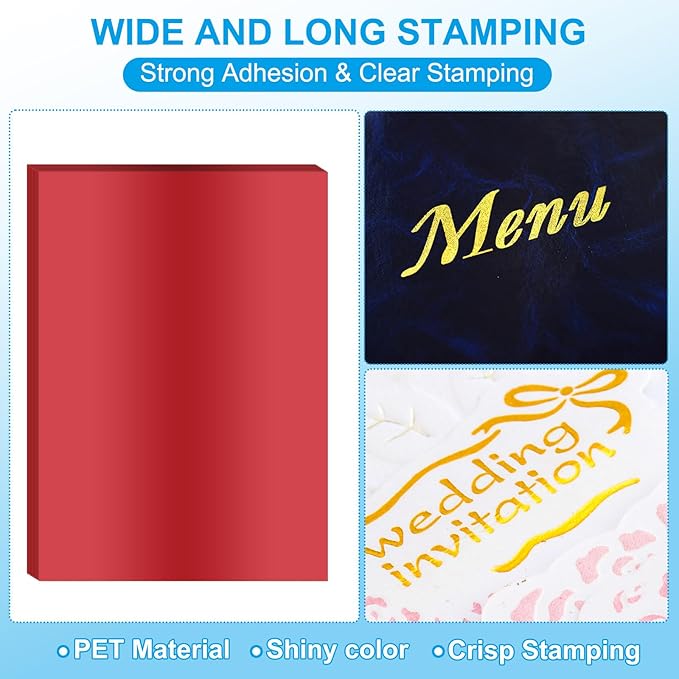 PATIKIL 11.7x8.3" Hot Stamping Foil Paper Sheet, 20 Sheets A4 Heat Transfer Hot Stamping Paper Foil for Leather DIY Logo Decor Craft Gift Package Scrapbook Card, Red