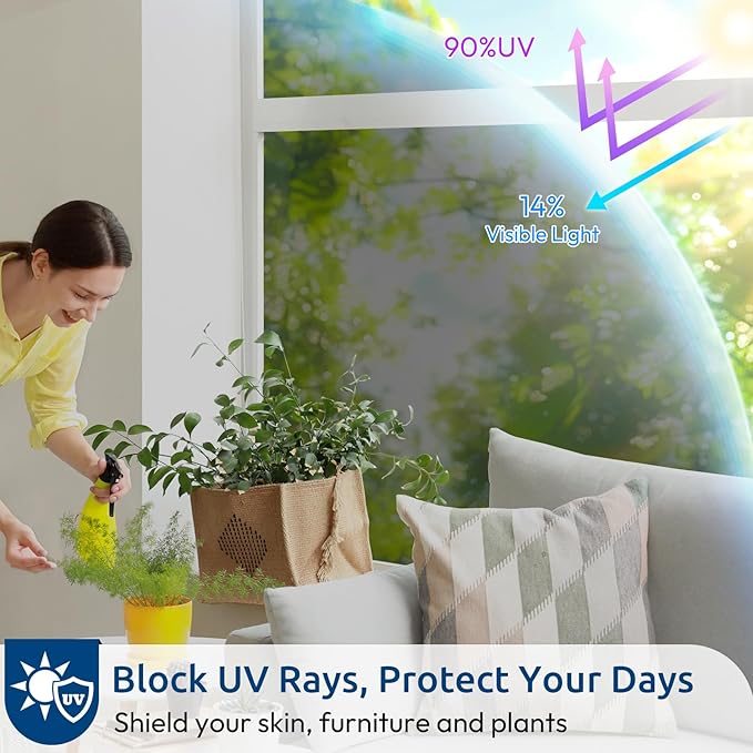 rabbitgoo Window Privacy Film One Way Window Tint for Home, Removable Reflective Heat Sun Blocking Anti UV Glass Door Covering, Mirror Tinting Film House Office, 17.5 in X 13.1 Feet, Black Silver