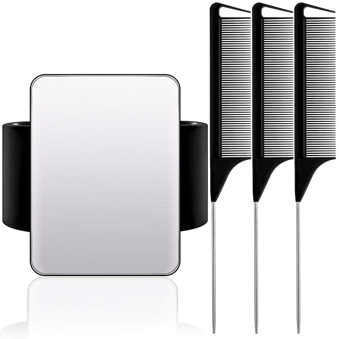 WILLBOND Magnetic Wrist Sewing Pincushion Wrist Magnetic Pin Holder Wristband Pin Cushion Holder with 3 Pcs Stainless Steel Pintail Comb Rat Tail Comb for Hair Clips Hand Sewing(Black)