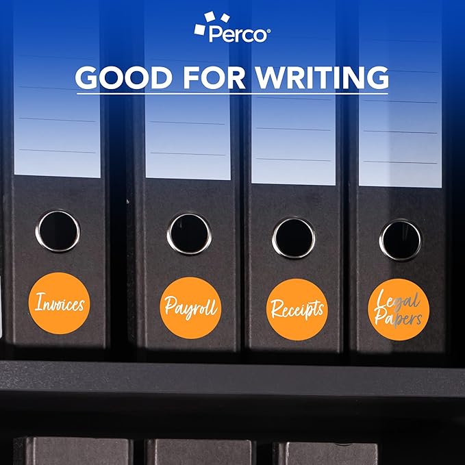 Perco Fluorescent Orange 3-Inch Round Circle Dot Sticker Labels - Multi-Roll Pack (3 Rolls, 500 Labels Each) - Permanent Adhesive, Vibrant Colors, Strong Hold - Perforated for Easy Use - Made in USA
