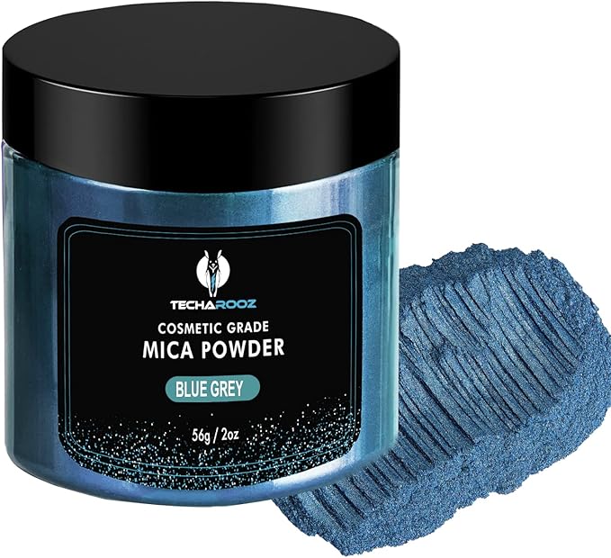 Blue Grey Mica Powder for Epoxy Resin 56g / 2oz. Jar - Techarooz 2 Tone Resin Dye Color Pigment Powder for Lip Gloss, Nails, Colorant for Slime Bath Bombs Soap Making & Polymer Clay