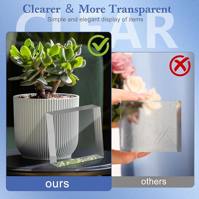 Acrylic Blocks 3 X 3 X 1 Inch 4 Pcs Acrylic Base Stand for Display Clear Block Square Riser Display Stands Pedestal Polished Cube for Jewelry trophy Props Collection Ring