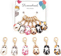 DoreenBeads 6Pcs Cat Stitch Marker Charms for Crocheting and Knitting, Locking Alloy Enamel Crochet Stitch Marker with Lobster Clasp Knitting Crocheting Accessories Gold