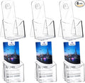 Acrylic Brochure Holder 4x9 Inch, Clear Pamphlet Holder Display Stand for Trifold 4 Inch Flyers, Booklets, Table Signs, Plastic Rack Card Holder for Office, Home, Store, 6 Pack