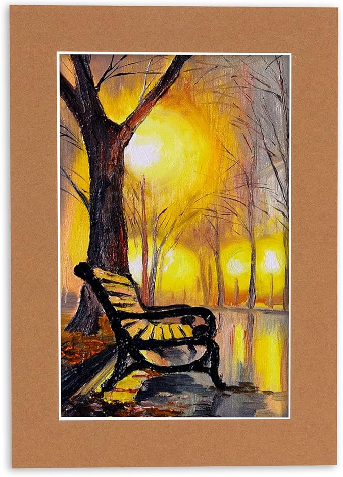 6x8 Mat for 8x10 Frame - Precut Mat Board Acid-Free Show Kit with Backing Board, and Clear Bags Brown 6x8 Photo Matte Made to Fit a 8x10 Picture Frame Matboard for Framing, Pack of 1 Mat