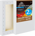 PHOENIX 12x16 Inch 2 Pack Gallery Canvas - 1.5 in Thick Canvases for Painting - Deep Edge 100% Cotton 11 Oz. Gesso Primed White Blank Professional Canvas Oil & Acrylic Paints