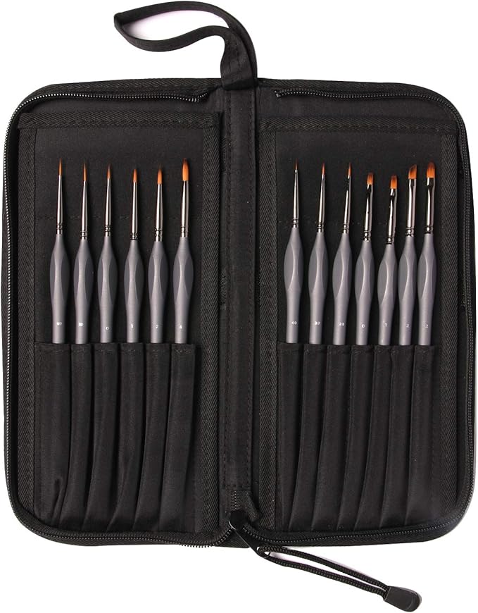 Miniature Paint Brushes Set of 13, Detail Brushes for Acrylic, Oil, Watercolor, Nail Art, Mixed Media Art, Model Painting, Miniature Painting, Face & Fantasy Art, Paint by Numbers Kit