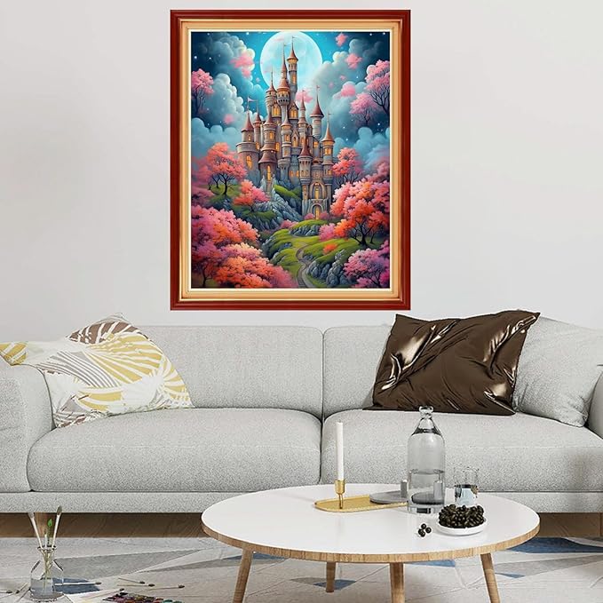 Dimxvean Stamped Cross Stitch Kits,Cross Stitch Kits for Adults Beginners,Embroidery Kits Full Range of Cross Stitch Stamped Kits Needlepoint Kits Cross Stitch Patterns-Magic Castle 16x20 inch