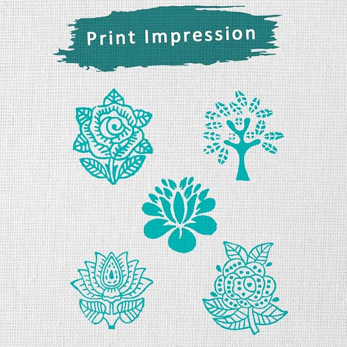 Floral Wood Printing Stamp Block for Printing Saree Border Dresses Craft Card Making Scrapbook Clay Pottery (Set of 5) Hashcart®