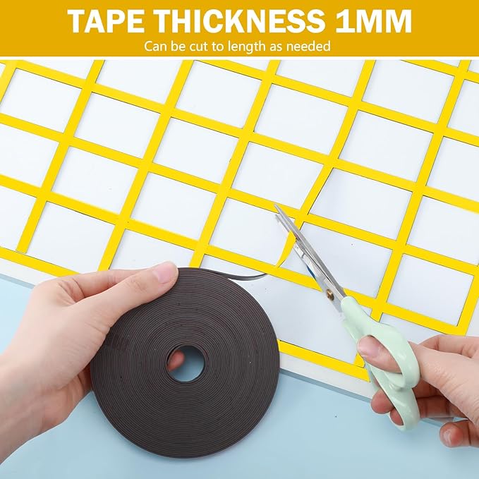 Magnetic Tape Roll Thin Strips, 0.39 Inch x 33 Feet Magnetic Board Dividers Whiteboard Graphic Decorative Tape Marking Line for Classroom Office Art Accessories(Yellow)