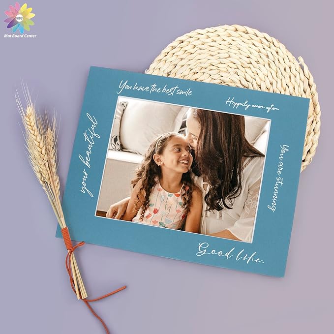 Mat Board Center, Pack of 10, 11x14 for 8x10 Dynamic Blue Color Mats - Acid Free, 4-ply Thickness, White Core - for Pictures, Photos, Framing