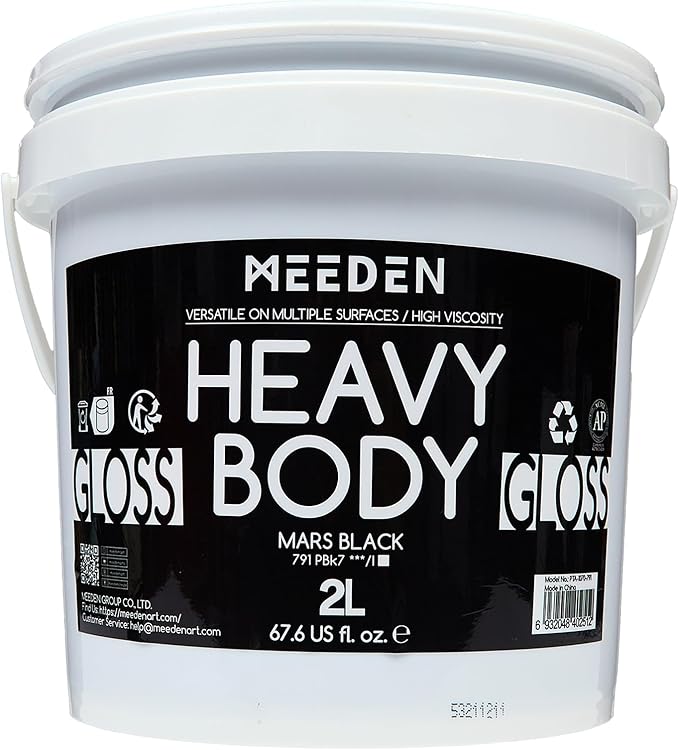 MEEDEN Mars Black Acrylic Paint: 2L/67.64oz Heavy Body Gloss Art Paint - 0.528 Gallon Bulk Thick Black Paints for Canvas Crafts Furniture Painting