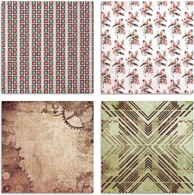 Vintage Steampunk & Bohemian Scrapbook Paper Pad - 6x6 Inch Single-Sided Craft Paper for Junk Journals, Card Making, Decoupage, and DIY Projects