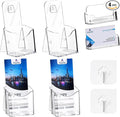 4Pcs Acrylic Brochure Holder, Plastic Trifold 4 Inches Wide Pamphlet Holder Wall Mount/Countertop Organizer for Display Flyer, Booklet, Document, Literature
