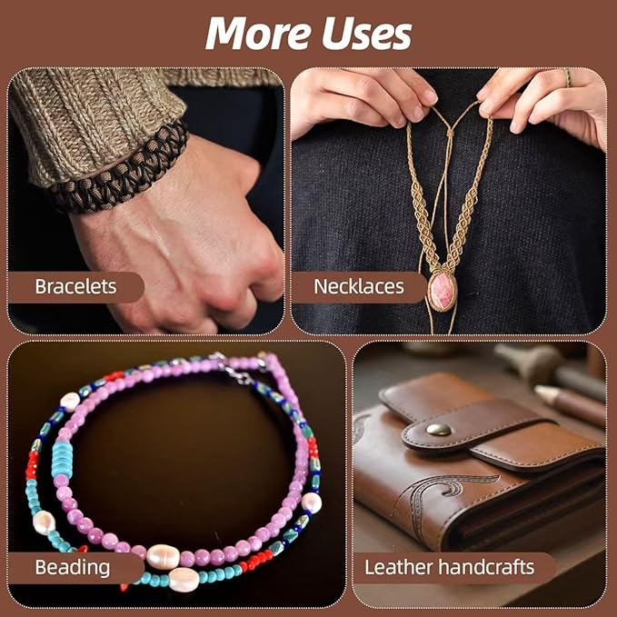 Natural Waxed Thread, 0.55mm/0.8mm, Wax Thread for Handcrafted Wrapping, Sewing, Bookbinding, Leather Threads, Beginners Craft DIY, Hemp Cord (Black/Brown/White, 0.55mm/33 Yards)