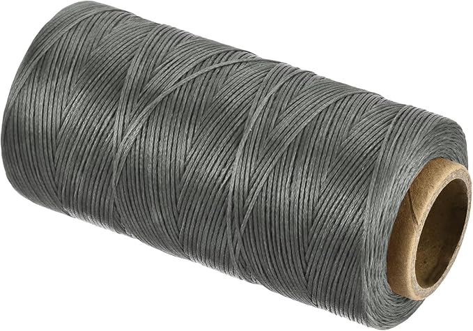 MECCANIXITY Waxed Thread,197 Yard 1mm 210D Flat Wax Thread Polyester Waxed String for Leather Sewing Hand Weaving Book Binding Home Decoration,Light Gray