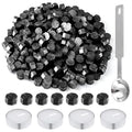 500 Pcs Octagon Sealing Wax Beads Black Wax Seal Beads with 4 Pcs Tea Candles and 1 Pcs Wax Melting Spoon for Crafts Letter Wine Greeting Cards Sealing
