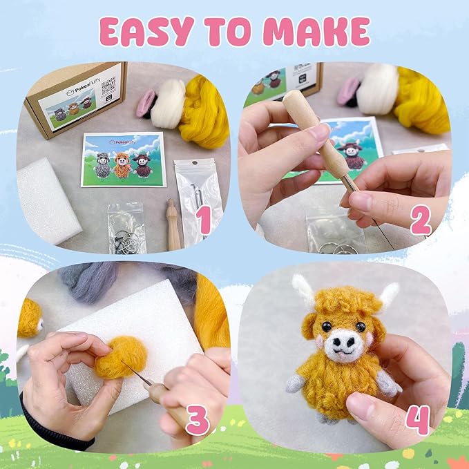 Needle Felting Kit, 3 Pcs Sharks Wool Needle Felting Kit for Beginners & Adult, Animal Doll Making Set with Video Instruction, Craft Party Supplies, Tools & Foam Pad, DIY Home Decor, Birthday Present