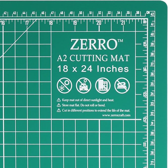 ZERRO Cutting Mat 18" x 24" Self Healing Professional Double Sided Sewing Rotary Mat Thick 5-Layer with Imperial/Metric (A2)