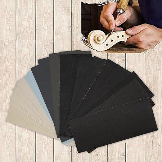 25-Piece Fine Sandpaper Set 1000/2000/3000/5000/7000 Grit Wet Dry Sandpaper Combo 9x3.6 Inches, Suitable for Automotive, Resin Furniture Finishing, Stone Turning Finishing