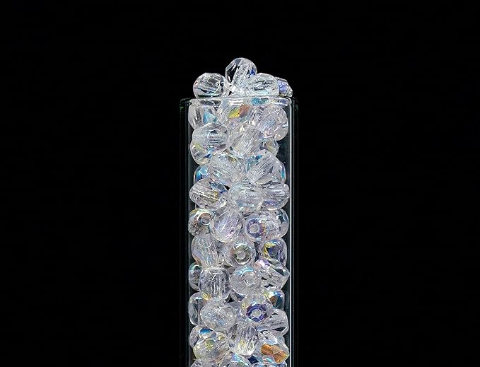 100pcs Faceted Fire Polished Pressed Czech Glass Beads 3mm (0.12in), Crystal AB 00030-28701
