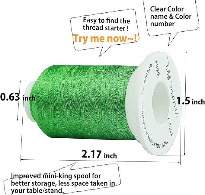 Simthread 63 Colors Polyester Compatible with Brother Embroidery Machine Thread Kit 40 Weight Compatible with Brother Babylock Janome Singer Pfaff Husqvarna Bernina Embroidery Sewing Machines 550Y