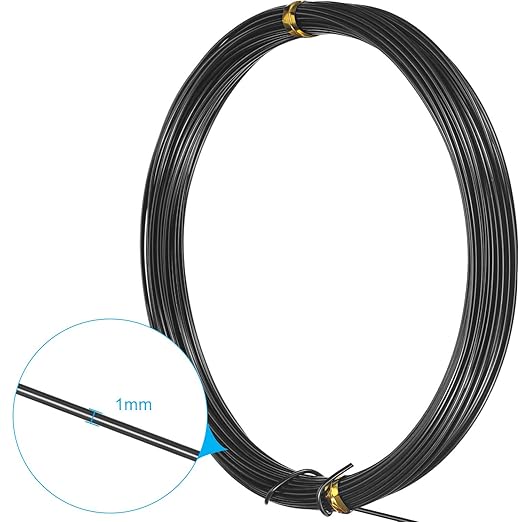 TecUnite Aluminum Craft Wire for Sculpting Armature Bendable Craft Wire for DIY Jewelry Making(Black, 10 M X 1 mm, 1 Roll)