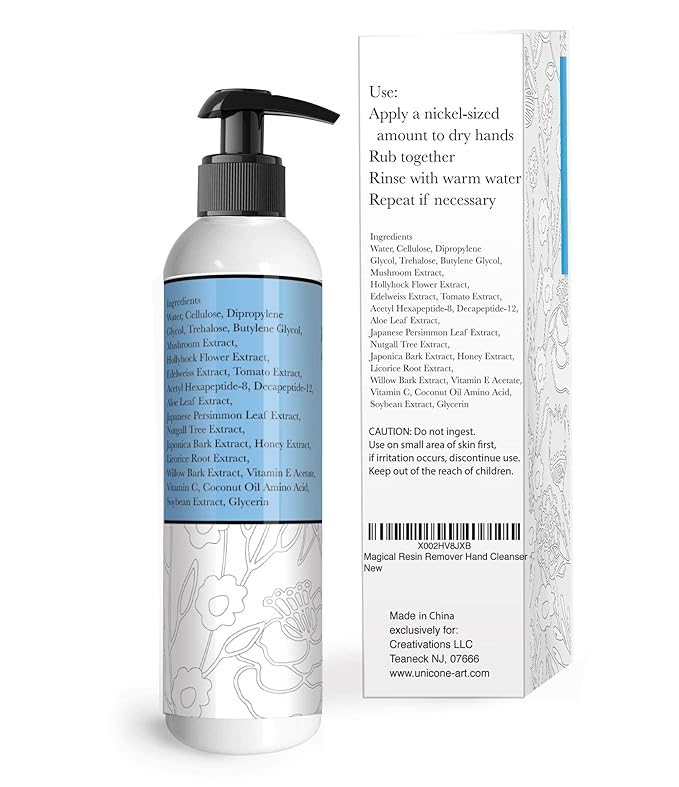 unicone art Hands Resin Remover Gel - All Natural Epoxy Resin Cleaner - Magical Cleanser for Artists - Epoxy Remover - Glue, Silicone, Paint & Glitter Soap- For Soft and Moisturized Skin (8oz)