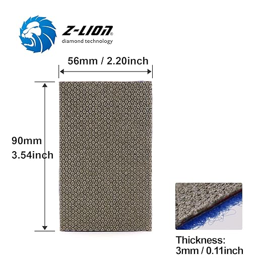 Z-Lion Diamond Abrasive Paper Sheets 60 Grit Diamond Sandpaper Nylon Back for Grinding Stone Glass Ceramic(1 Pcs)