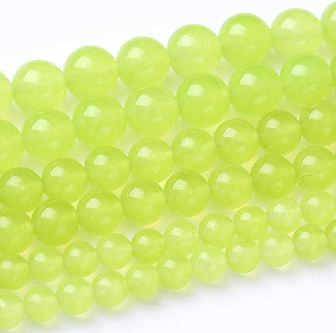 32PCS 12MM Natural Apple Green Chalcedony Stone Beads Round Loose Stone Beads for Jewelry Making DIY Energy Stone Healing Power Bracelet 15"