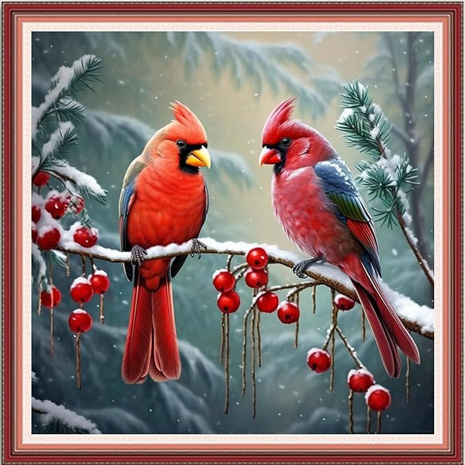 Foxdiviy Stamped Cross Stitch Kits Full Range of Embroidery Needlework Starter Kits for Beginners Adults 11CT Embroidery Patterns Art Crafts DIY Needlepoint Kits-Colorful Parrot 18x18 inch