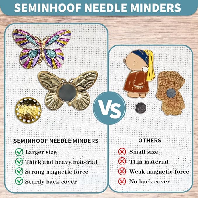 Magnetic Needle Minder Magnet Embroidery Accessories and Supplies Embroidery Needle Holder Cross Stitch Holder Needlework Supplies (Cardinal) (Butterfly)