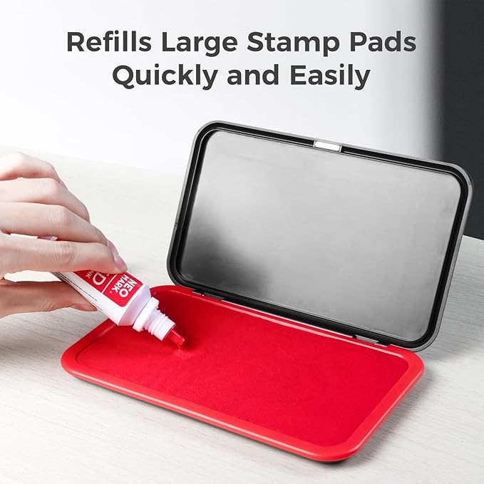 Premium Stamp Ink, Quick-Drying and AP-Certified Non-Toxic Refill Ink for Self-Inking Stamps, Date Stamps and Stamp Pads(Red, 1oz)
