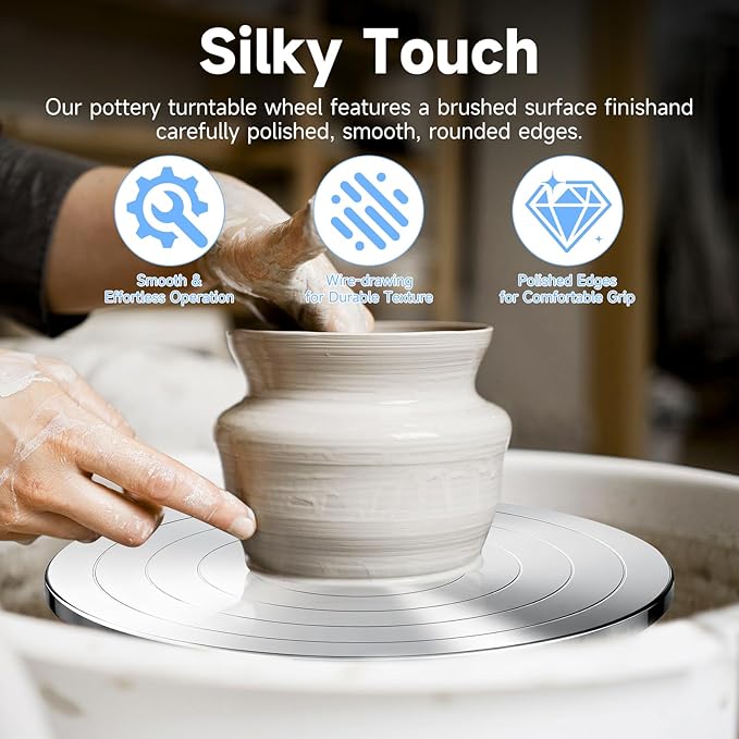 Kartols 12 Inch Sculpting Wheel, Double-Sided Pottery Turnable Wheel Aluminium Alloy Heavy Duty Metal Banding Wheel with Ball Bearings for Ceramics Model Making Clay Modeling Cake Decor Paint Spraying