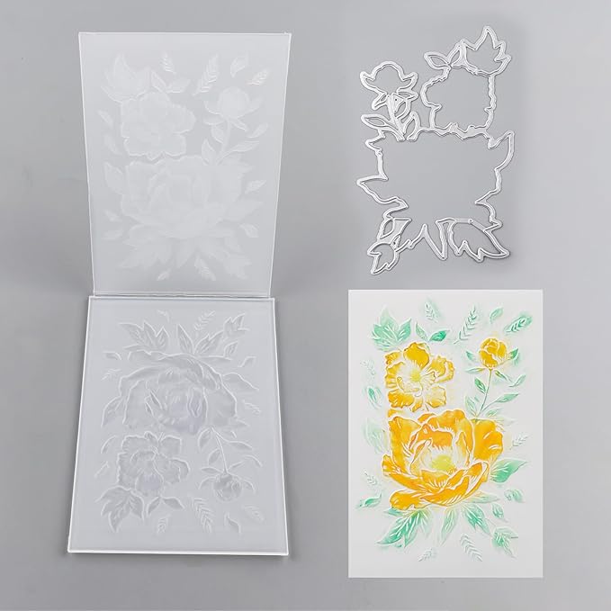 BAOFALI 3D Embossing Folder and Metal Die Set for Card Making,Embossing Template Paper Card Embossing Stencil for DIY Scrapbooking Photo Album Card Paper Craft Decoration 6.3" L x 4.5" W.(16x11.5cm)