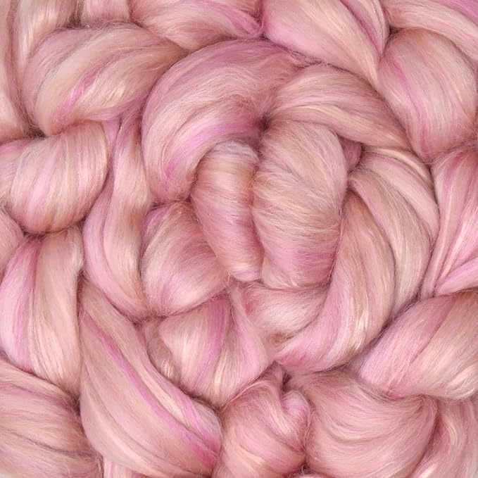 Merino Silk Luxe Tonal Designer Blend. Superfine Merino, Mulberry Silk, Tussah Silk. Top Roving for Spinning or Felting. Tender Heart 4oz